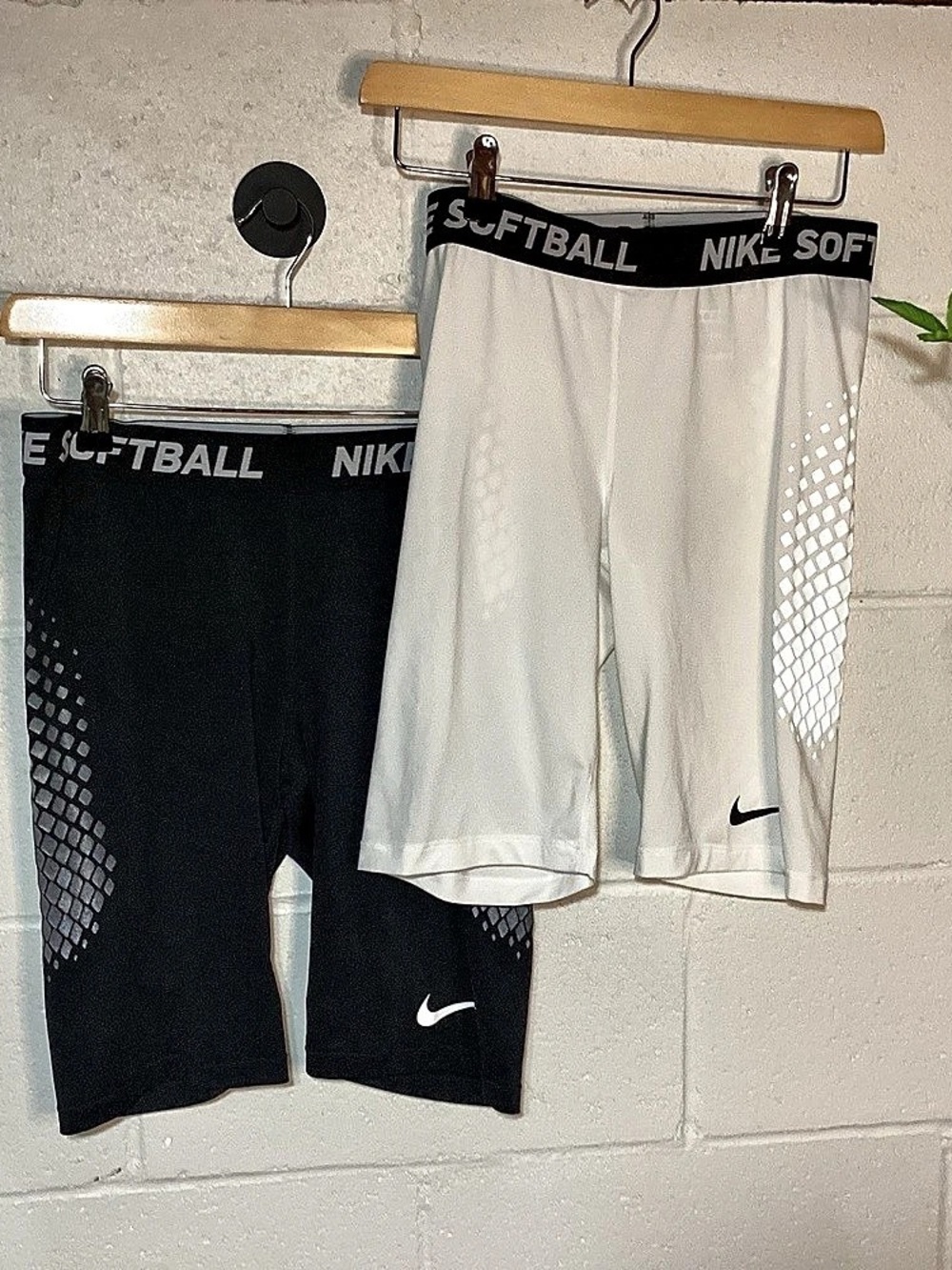 Lot of 2: Nike Dri-FIT Athletic Softbll Shorts in Black & White Like New